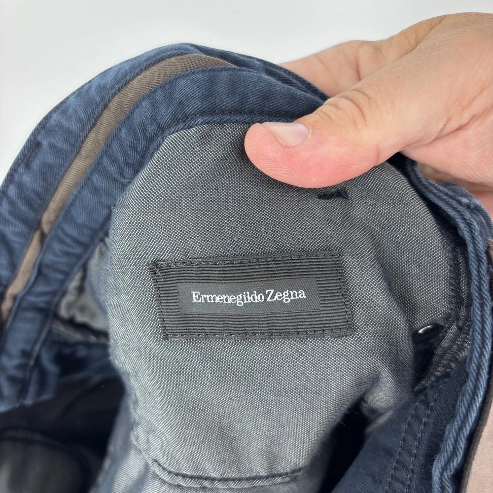 Ermenegildo Zegna Chino Trousers Mens 34x28 (Tag 36) Blue Cotton Stretch Pants